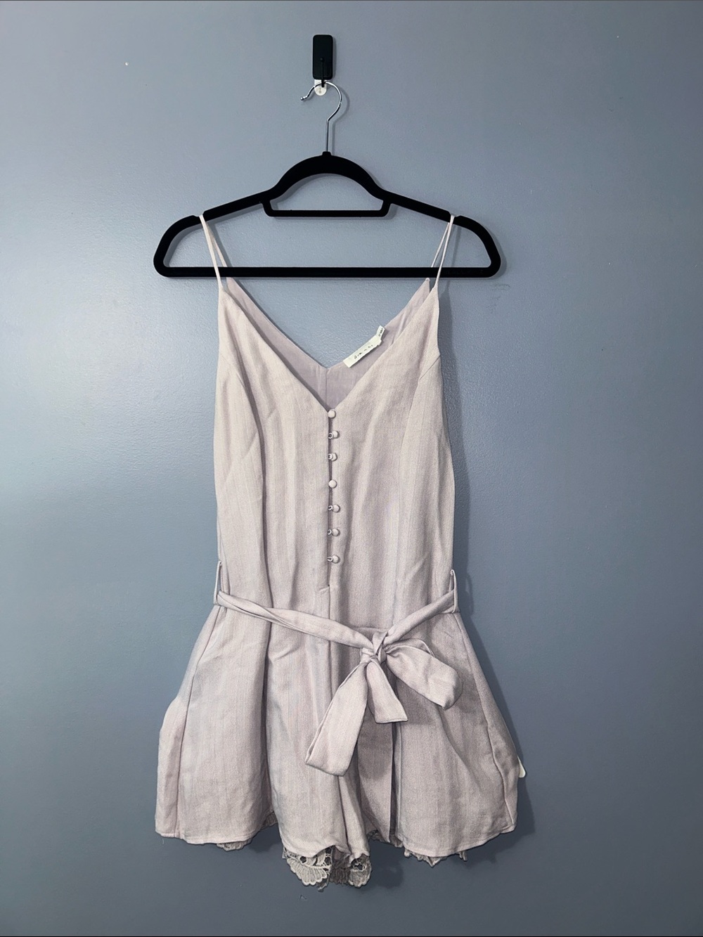 Ark & Co Lavender Button-Front Tie-Waist Romper